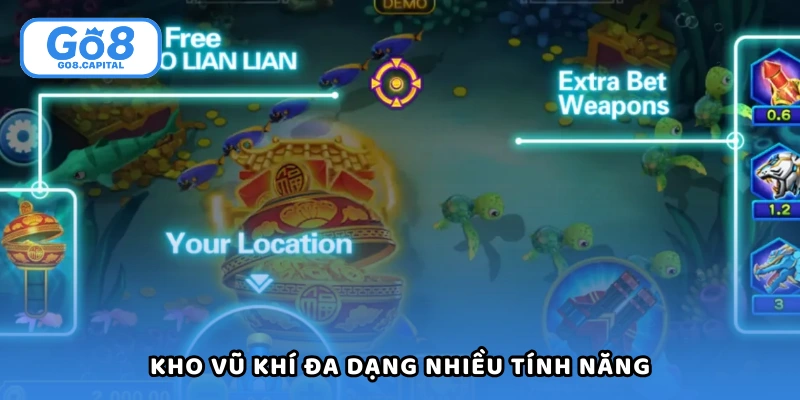 Săn cá thần tài có kho vũ khí đa dạng nhiều tính năng